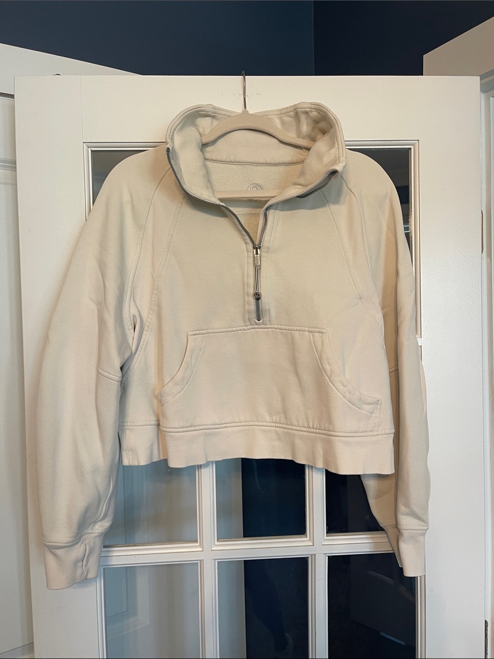 Lululemon Scuba Cropped Half-Zip Pullover in Cream